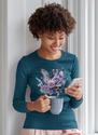 Damen Long Sleeve Fitted T-shirt Premium Butterfly