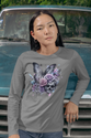 Damen Long Sleeve Fitted T-shirt Premium Butterfly