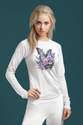 Damen Long Sleeve Fitted T-shirt Premium Butterfly