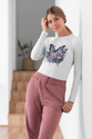 Damen Long Sleeve Fitted T-shirt Premium Butterfly